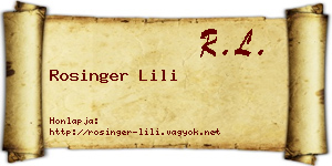 Rosinger Lili névjegykártya